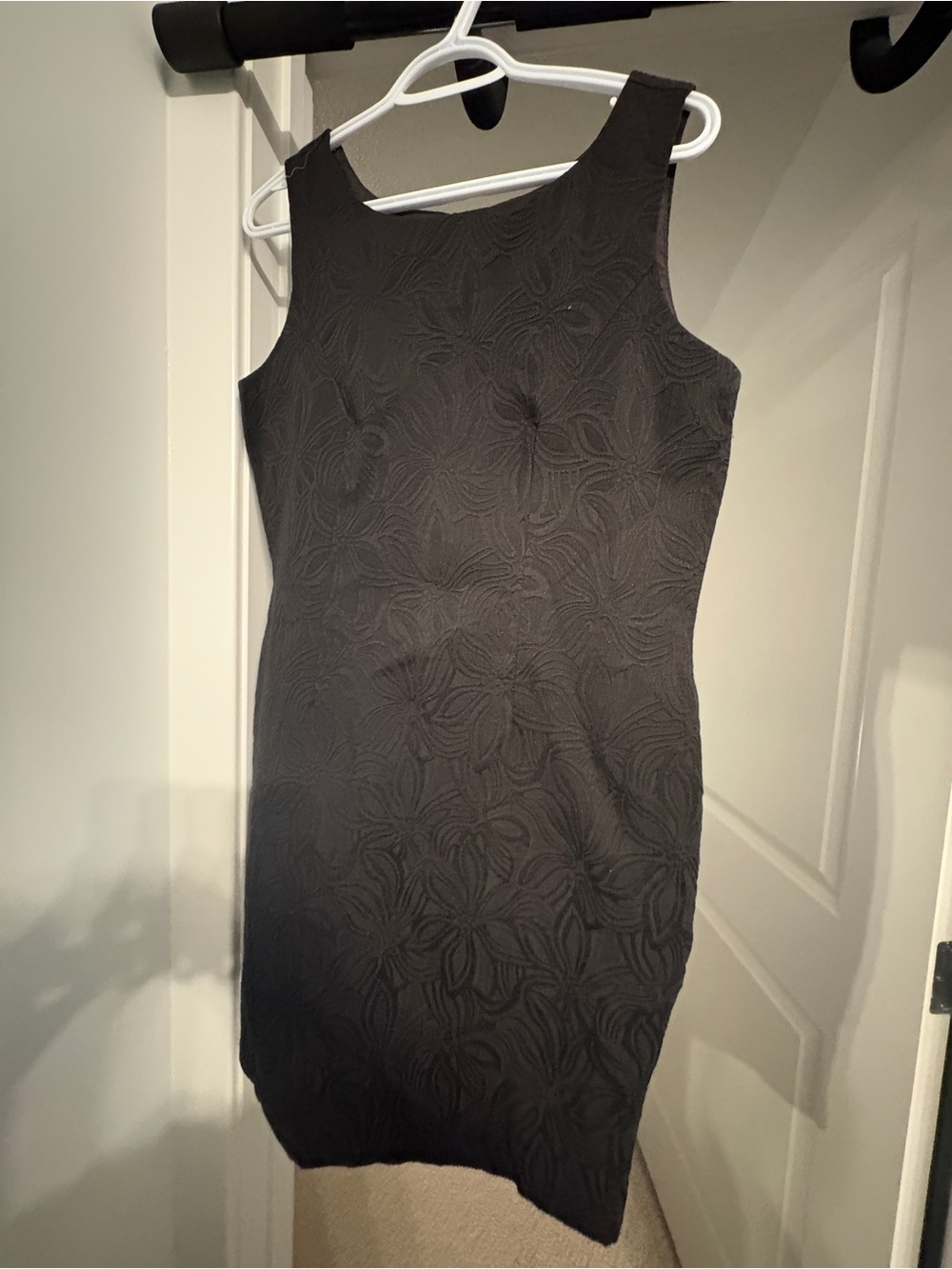 Sleeveless Black Textured Mini Dress - Women
